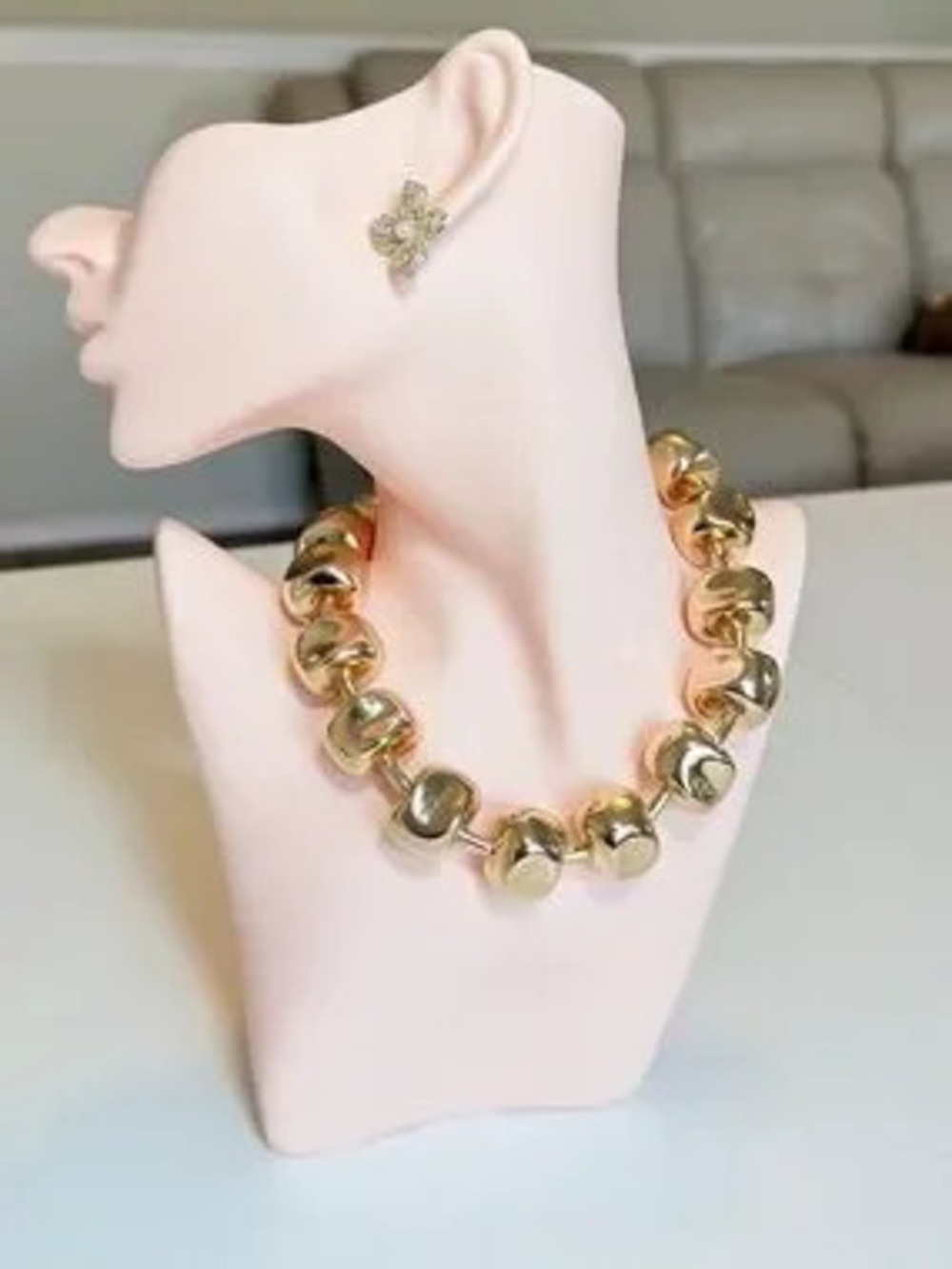 Gold Chunky Bead Necklace